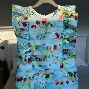 Pastourelle by Pippa & Julie Girls Strawberry Flutter Sleeve Shift Dress in Sz 8